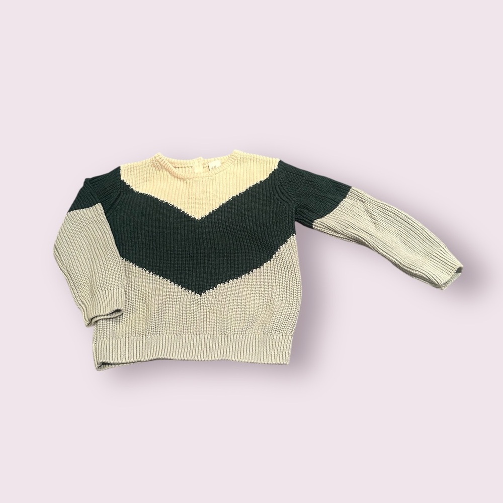 Toddler H&M Green And Colorblock Crewneck Sweater Organic Cotton Size 3T
